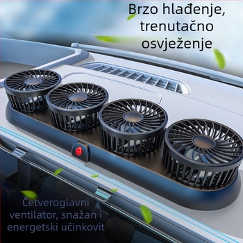 Novi automobilski ventilator s četiri glave, električni ventilator za automobil s rotirajućim sklopivim motorom od 360 stupnjeva, snažan rashladni mini kamion, mali ventilator