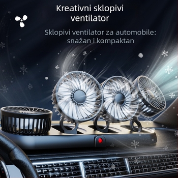 Novi automobilski ventilator s četiri glave, električni ventilator za automobil s rotirajućim sklopivim motorom od 360 stupnjeva, snažan rashladni mini kamion, mali ventilator