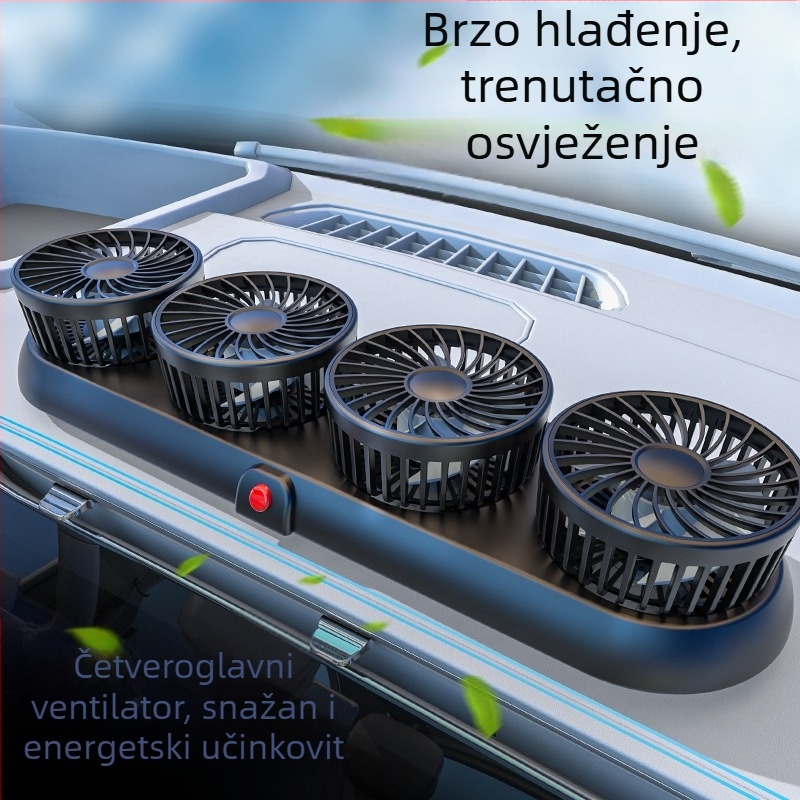 Novi automobilski ventilator s četiri glave, električni ventilator za automobil s rotirajućim sklopivim motorom od 360 stupnjeva, snažan rashladni mini kamion, mali ventilator
