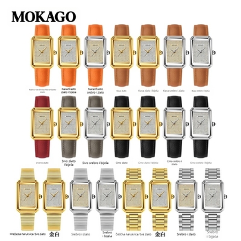 Moxi vrhunski retro kvarcni sat s osjećajem sofisticiranosti, pravokutni ženski sat s punim dijamantima za putovanje na posao, posao i ležerno nošenje