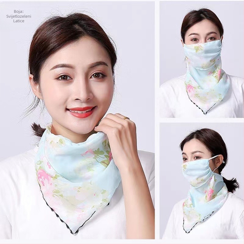 Prozračni šal za lice, novi vjetrootporni ženski tanki trokutasti vanjski šal od ledene svile, veo s UV zaštitom