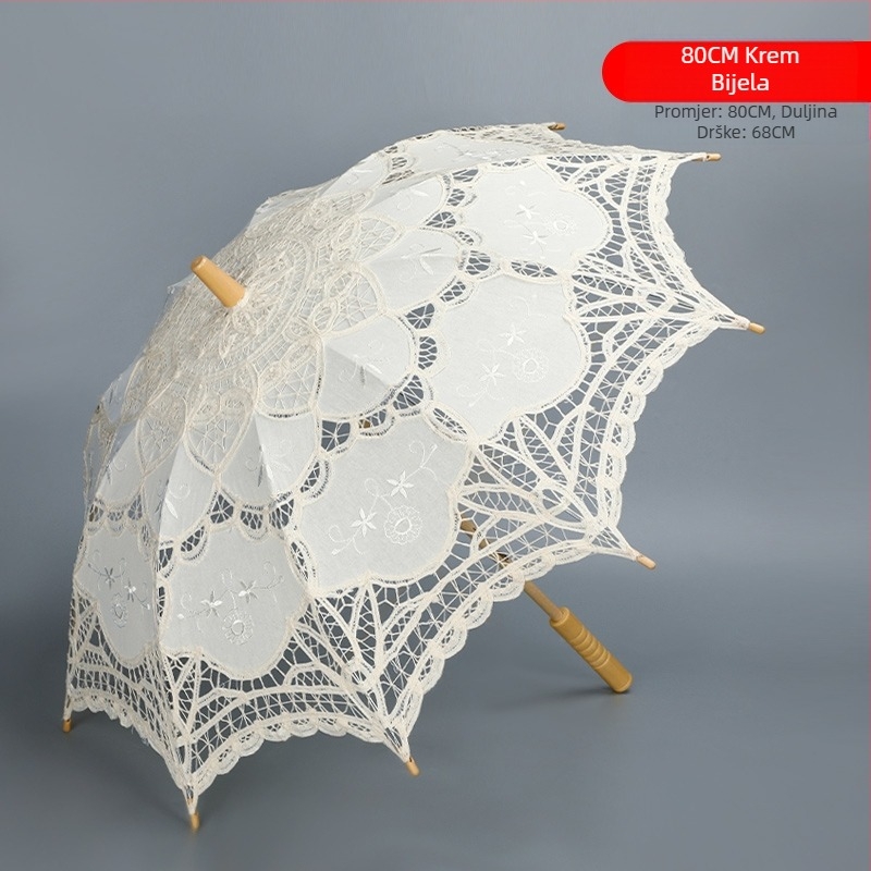 ♡Vjenčanica, čipkasti kišobran, bijeli princezin kišobran, vjenčanje, europski mladenski kišobran, vjenčanica, žene, fotografija, vjenčana fotografija