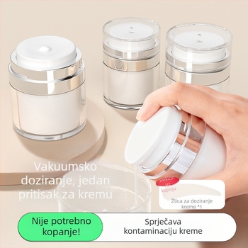 Vakuumska krema u boci za putnu kozmetičku podlogu, uzorak losiona u preši, prazna boca, prijenosna kutija za kremu, staklenka