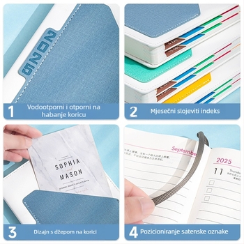 Raspored za 2025., ovaj džepni dnevni plan na jednoj stranici, ovaj poslovni notes, bilježnica, prilagođeni logotip za ispis