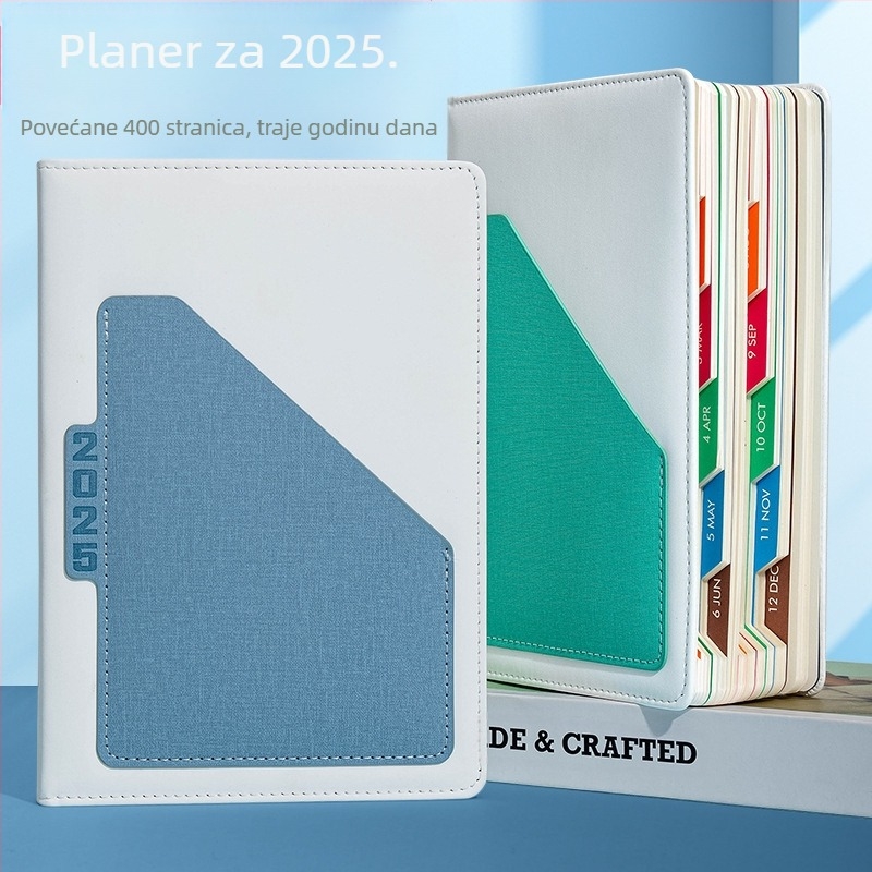Raspored za 2025., ovaj džepni dnevni plan na jednoj stranici, ovaj poslovni notes, bilježnica, prilagođeni logotip za ispis
