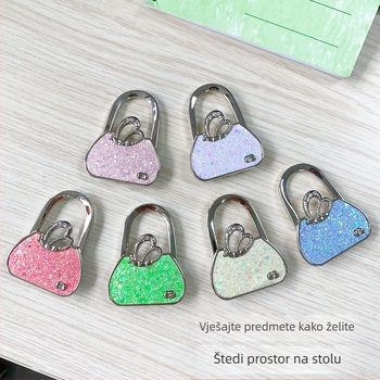 Sklopiva prijenosna kreativna kuka za torbe s leptirom i cvijećem, ženska stolna kuka za torbe, držač za torbe bez traga, koji se može ukloniti