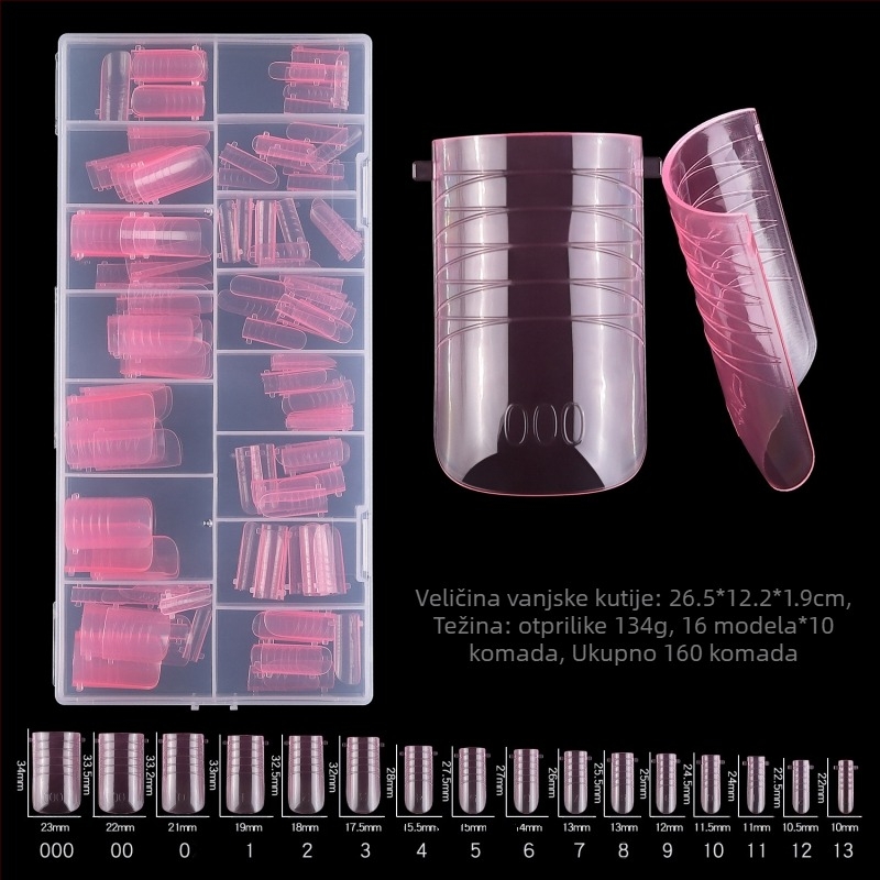 Prekogranični novi 150 komada kristalnih kalupa za ekstenzije noktiju bez držača za papir, brzi fototerapijski ekstenziji, produljenje i proširenje noktiju