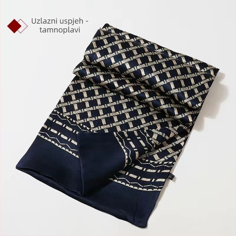 100 Mulberry svileni muški šal dvoslojni karirani svileni šal engleskog stila za muškarce srednje i starije dobi, jesenski i zimski tanki šal