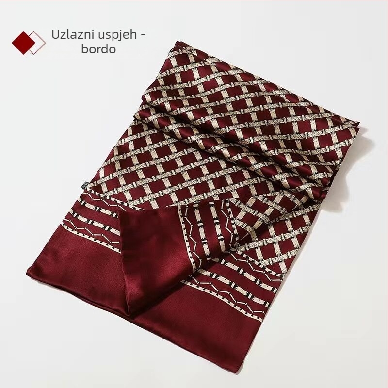 100 Mulberry svileni muški šal dvoslojni karirani svileni šal engleskog stila za muškarce srednje i starije dobi, jesenski i zimski tanki šal