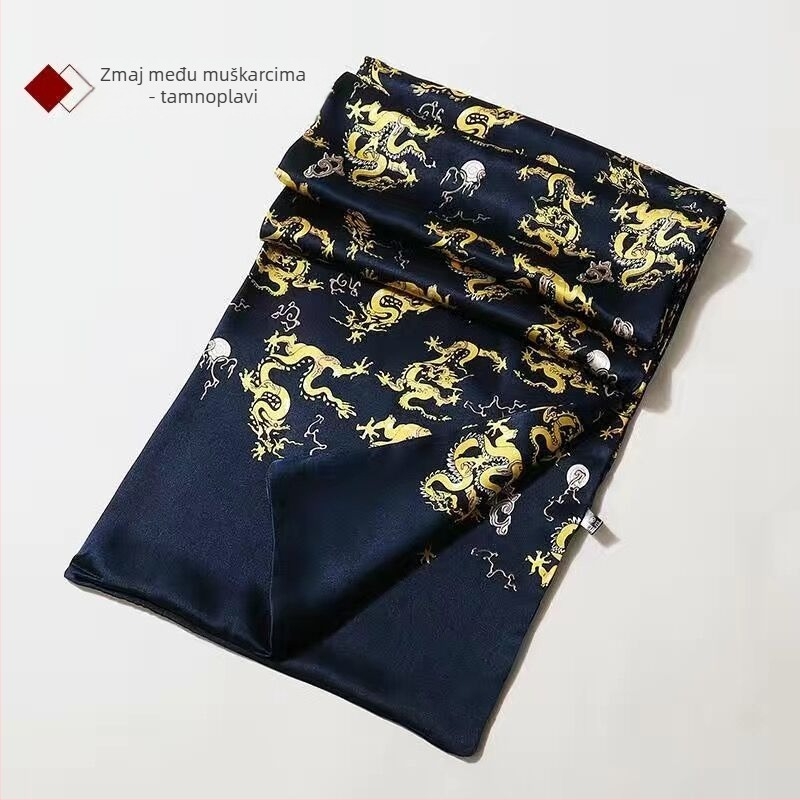 100 Mulberry svileni muški šal dvoslojni karirani svileni šal engleskog stila za muškarce srednje i starije dobi, jesenski i zimski tanki šal