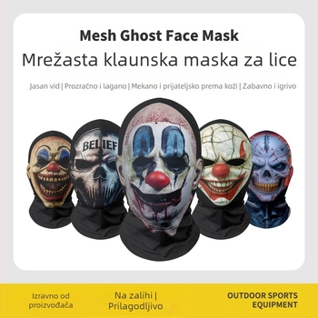 Prekogranična božićna smiješna karnevalska maska za glavu za Noć vještica, zla krvoprolićasta klaunska maska, pokrivalo za glavu s crvenim nosom