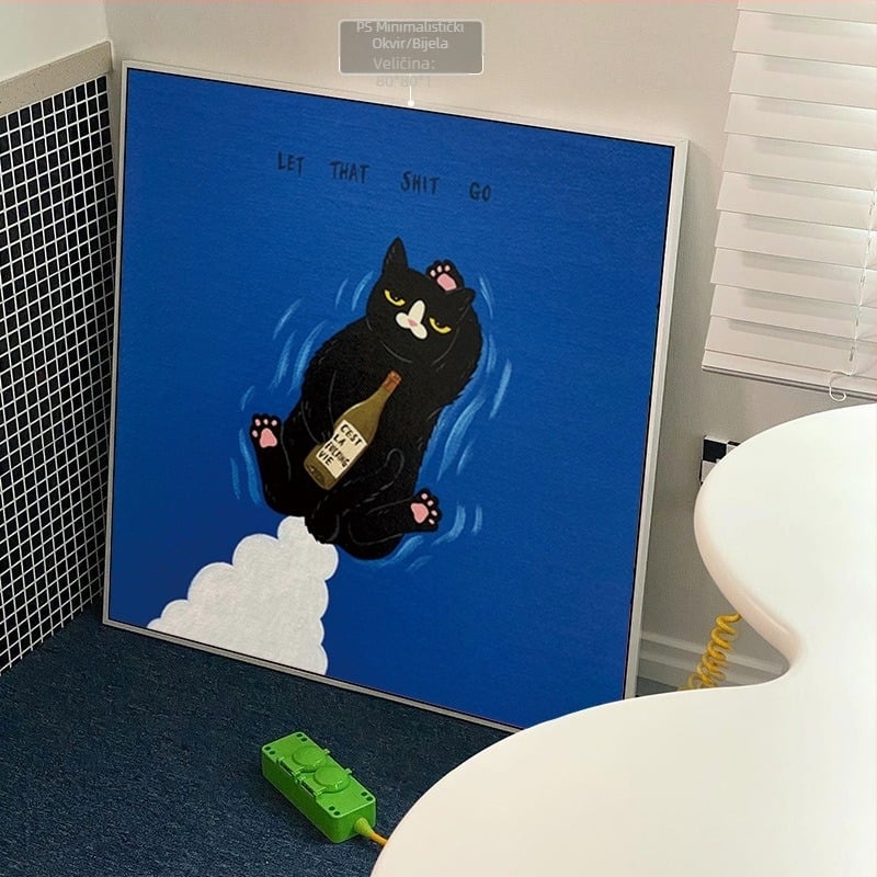 Zidna slika za dnevni boravak, crtani film, slatki crtani film, smiješni uzorci životinja za mačke, dječja soba, spavaća soba, ukrasni zidni mural.