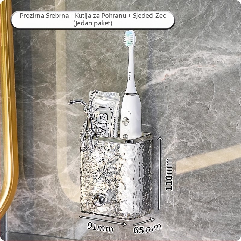 Stalak za četkicu za zube za WC, pastu za zube, češalj za kupaonicu, zidni stalak za umivaonik za WC, brijač, spremljen