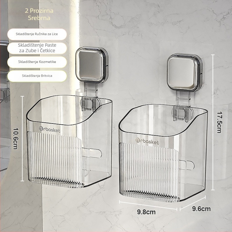 Stalak za četkicu za zube za WC, pastu za zube, češalj za kupaonicu, zidni stalak za umivaonik za WC, brijač, spremljen