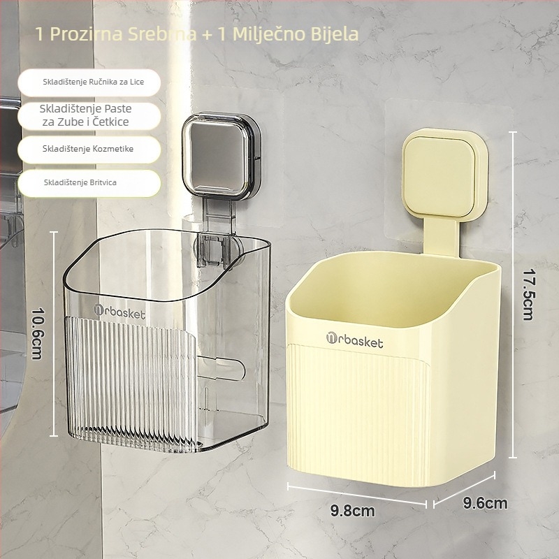 Stalak za četkicu za zube za WC, pastu za zube, češalj za kupaonicu, zidni stalak za umivaonik za WC, brijač, spremljen
