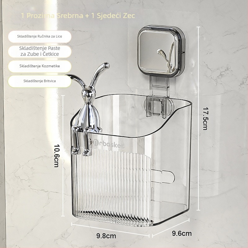 Stalak za četkicu za zube za WC, pastu za zube, češalj za kupaonicu, zidni stalak za umivaonik za WC, brijač, spremljen