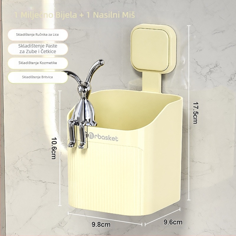 Stalak za četkicu za zube za WC, pastu za zube, češalj za kupaonicu, zidni stalak za umivaonik za WC, brijač, spremljen