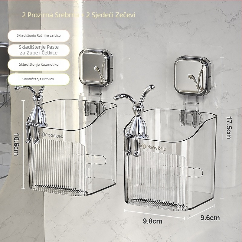 Stalak za četkicu za zube za WC, pastu za zube, češalj za kupaonicu, zidni stalak za umivaonik za WC, brijač, spremljen