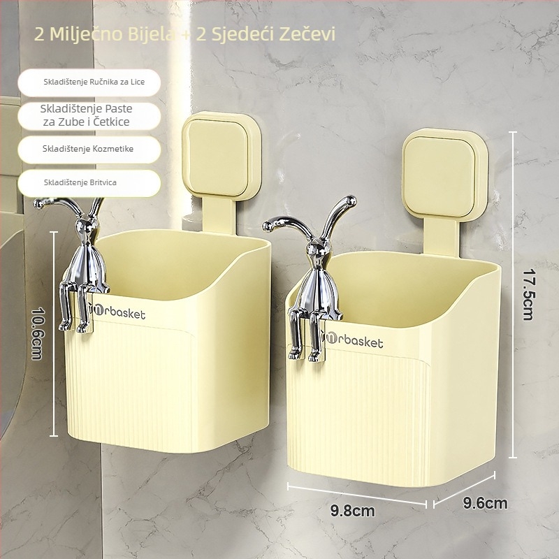 Stalak za četkicu za zube za WC, pastu za zube, češalj za kupaonicu, zidni stalak za umivaonik za WC, brijač, spremljen