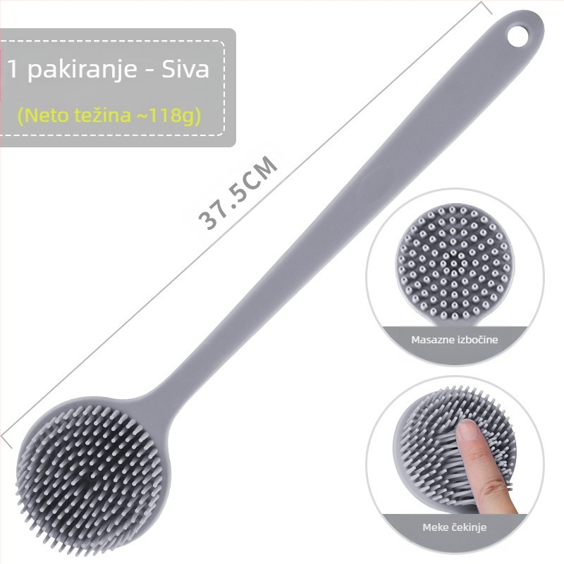 Prekogranična silikonska četka za kupanje s dugom drškom, čišćenje i masaža, lijena četka za kupanje, stražnja artefaktna kupaonska dvostrana četka za kupanje na veliko