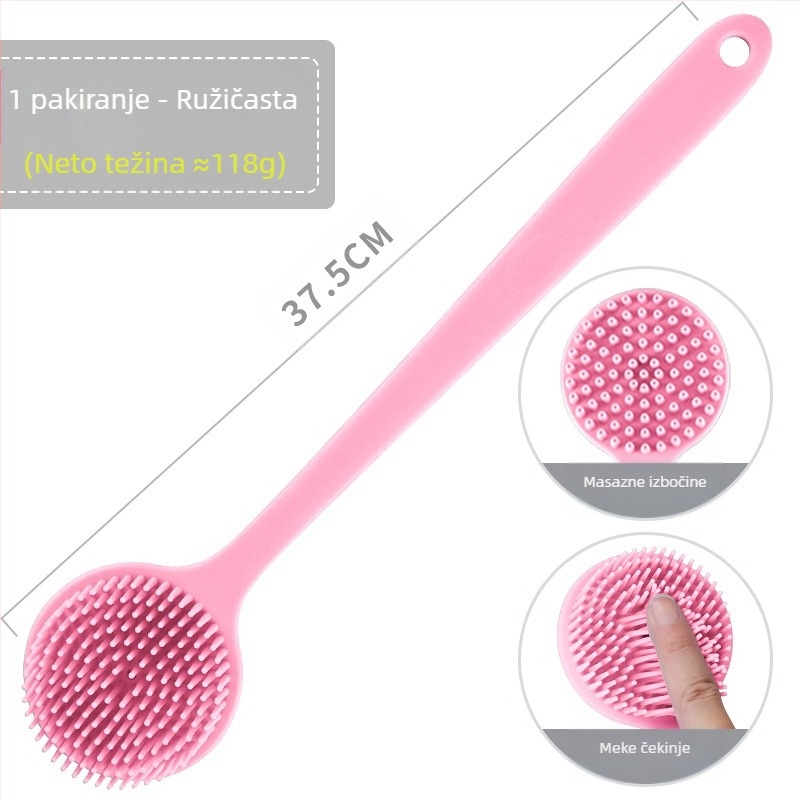 Prekogranična silikonska četka za kupanje s dugom drškom, čišćenje i masaža, lijena četka za kupanje, stražnja artefaktna kupaonska dvostrana četka za kupanje na veliko