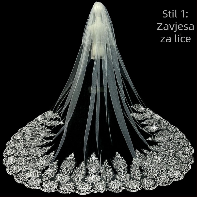 Mladenka Vjenčanje Glavna Vjenčanica Veo Super Besmrtni Mori Korejski Stil Dugi Rep Čipka Veo Dodaci