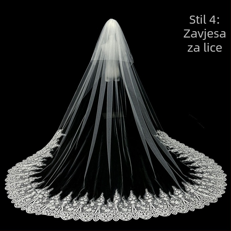 Mladenka Vjenčanje Glavna Vjenčanica Veo Super Besmrtni Mori Korejski Stil Dugi Rep Čipka Veo Dodaci