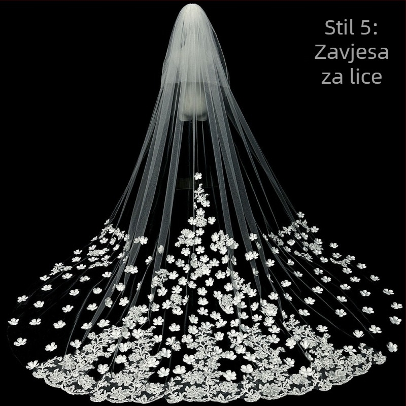 Mladenka Vjenčanje Glavna Vjenčanica Veo Super Besmrtni Mori Korejski Stil Dugi Rep Čipka Veo Dodaci