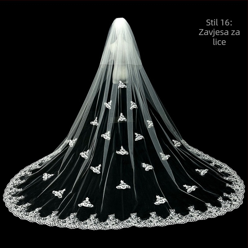Mladenka Vjenčanje Glavna Vjenčanica Veo Super Besmrtni Mori Korejski Stil Dugi Rep Čipka Veo Dodaci