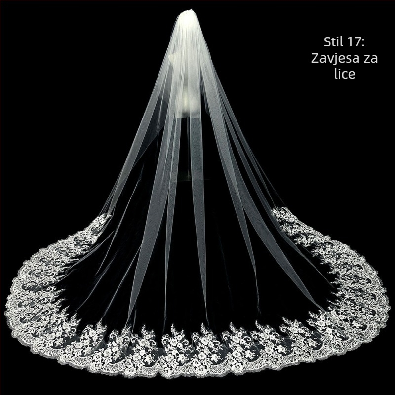 Mladenka Vjenčanje Glavna Vjenčanica Veo Super Besmrtni Mori Korejski Stil Dugi Rep Čipka Veo Dodaci