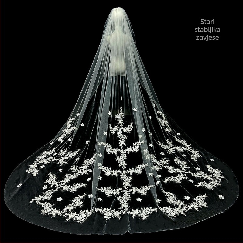 Mladenka Vjenčanje Glavna Vjenčanica Veo Super Besmrtni Mori Korejski Stil Dugi Rep Čipka Veo Dodaci