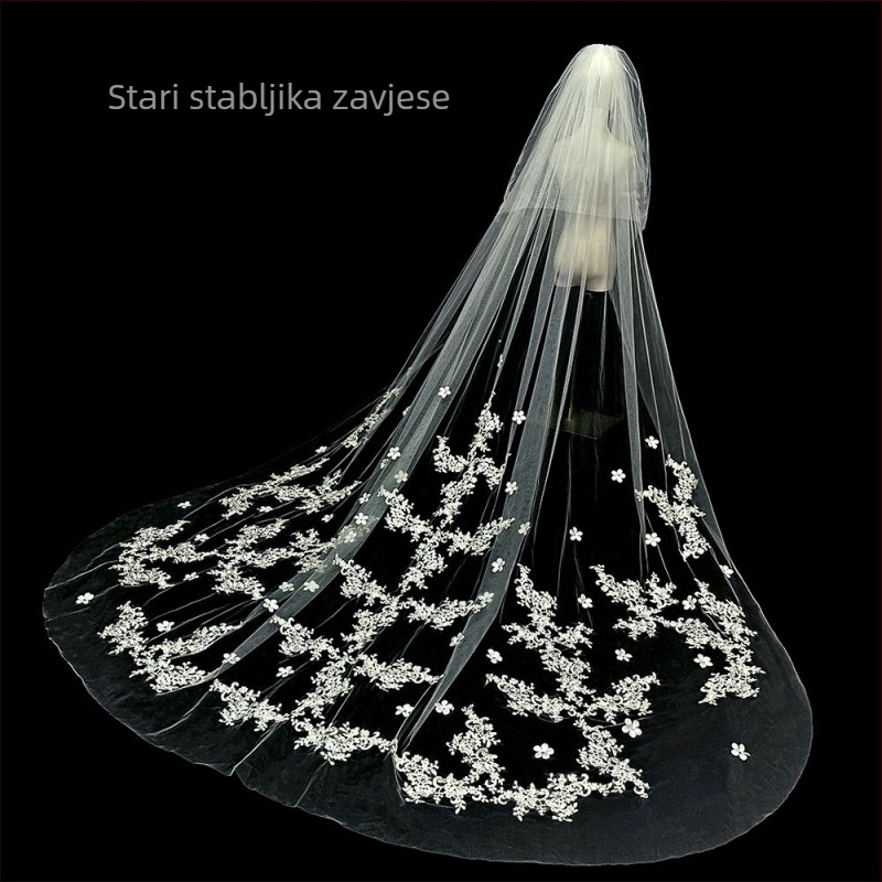 Mladenka Vjenčanje Glavna Vjenčanica Veo Super Besmrtni Mori Korejski Stil Dugi Rep Čipka Veo Dodaci