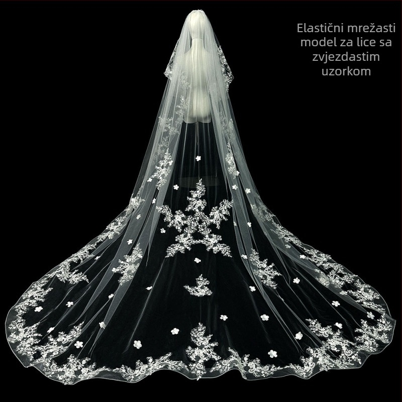 Mladenka Vjenčanje Glavna Vjenčanica Veo Super Besmrtni Mori Korejski Stil Dugi Rep Čipka Veo Dodaci