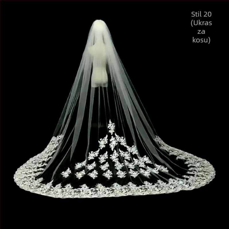 Mladenka Vjenčanje Glavna Vjenčanica Veo Super Besmrtni Mori Korejski Stil Dugi Rep Čipka Veo Dodaci