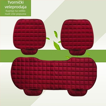 Zimski jastuk za autosjedalicu bez naslona, kvadratni izvezeni plišani topli trodijelni jastuk za jedno sjedalo za prednje i stražnje redove, bez vezica