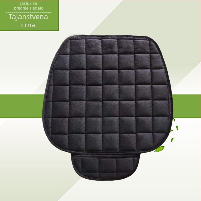 Zimski jastuk za autosjedalicu bez naslona, kvadratni izvezeni plišani topli trodijelni jastuk za jedno sjedalo za prednje i stražnje redove, bez vezica