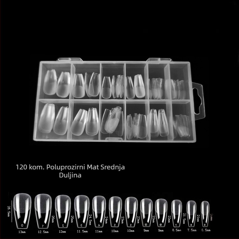 600 komada noktiju u kutiji, presavijenih, bez tragova, bez rezbarenja, pune naljepnice, polumatirane, kratke, kvadratne, baletne, umjetne naljepnice za nokte