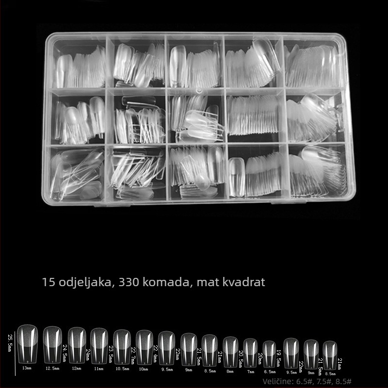 600 komada noktiju u kutiji, presavijenih, bez tragova, bez rezbarenja, pune naljepnice, polumatirane, kratke, kvadratne, baletne, umjetne naljepnice za nokte