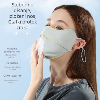 Maska za sunčanje za ženske kutke očiju, prozračna ljetna, anti-ultraljubičasta gradijentna ledeno svilena stereo maska za sunce UPF50