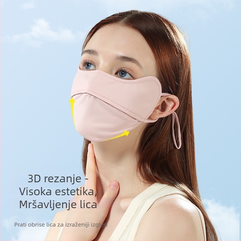 Maska za sunčanje za ženske kutke očiju, prozračna ljetna, anti-ultraljubičasta gradijentna ledeno svilena stereo maska za sunce UPF50