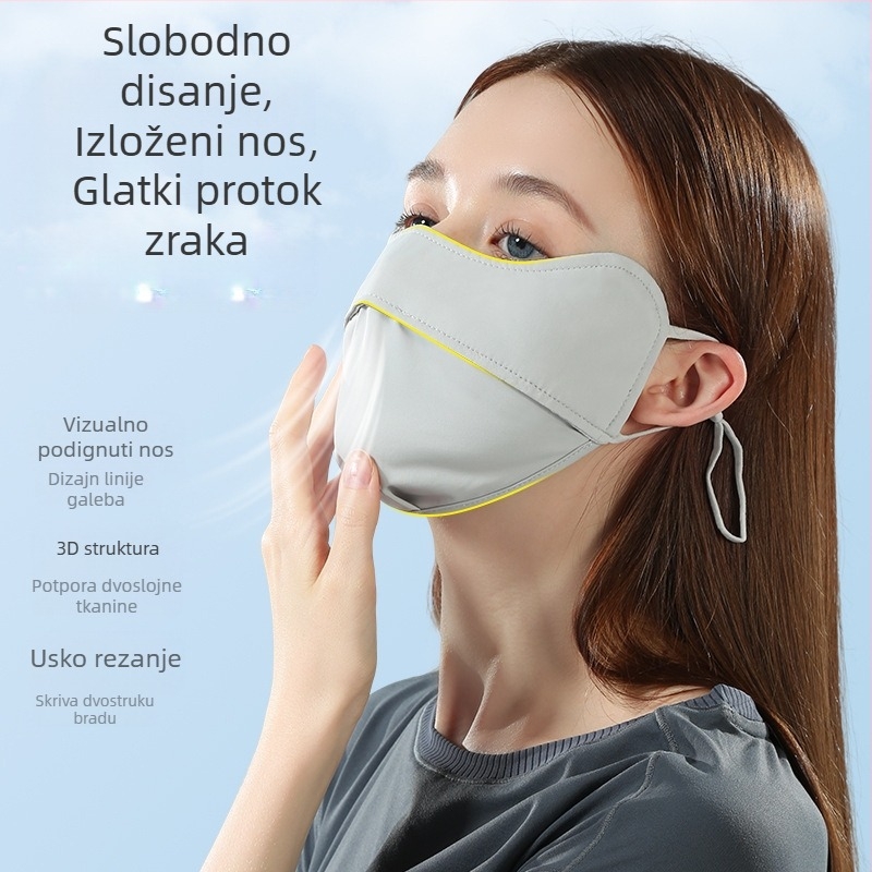 Maska za sunčanje za ženske kutke očiju, prozračna ljetna, anti-ultraljubičasta gradijentna ledeno svilena stereo maska za sunce UPF50
