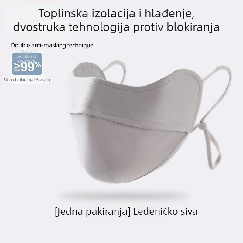 Maska za sunčanje za ženske kutke očiju, prozračna ljetna, anti-ultraljubičasta gradijentna ledeno svilena stereo maska za sunce UPF50