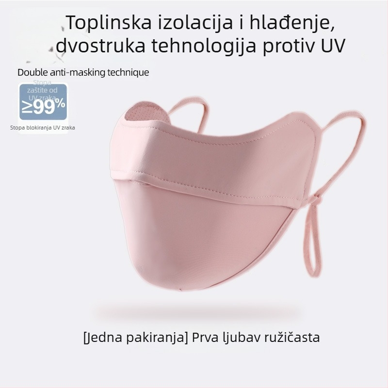 Maska za sunčanje za ženske kutke očiju, prozračna ljetna, anti-ultraljubičasta gradijentna ledeno svilena stereo maska za sunce UPF50