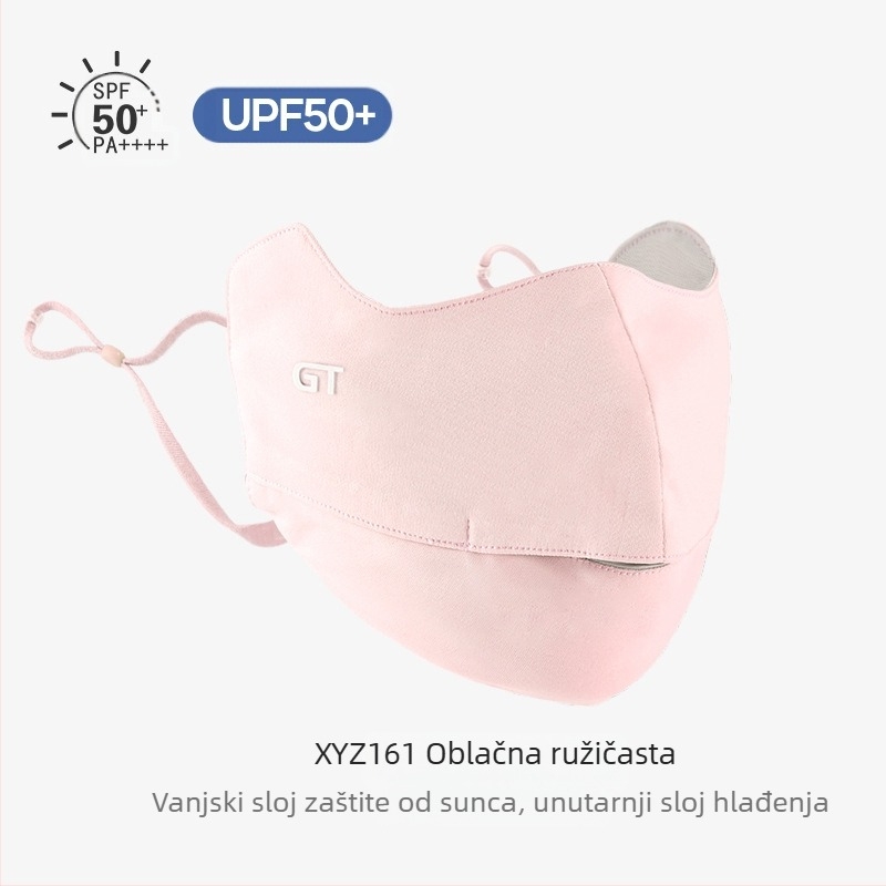 Maska za sunčanje za ženske kutke očiju, prozračna ljetna, anti-ultraljubičasta gradijentna ledeno svilena stereo maska za sunce UPF50