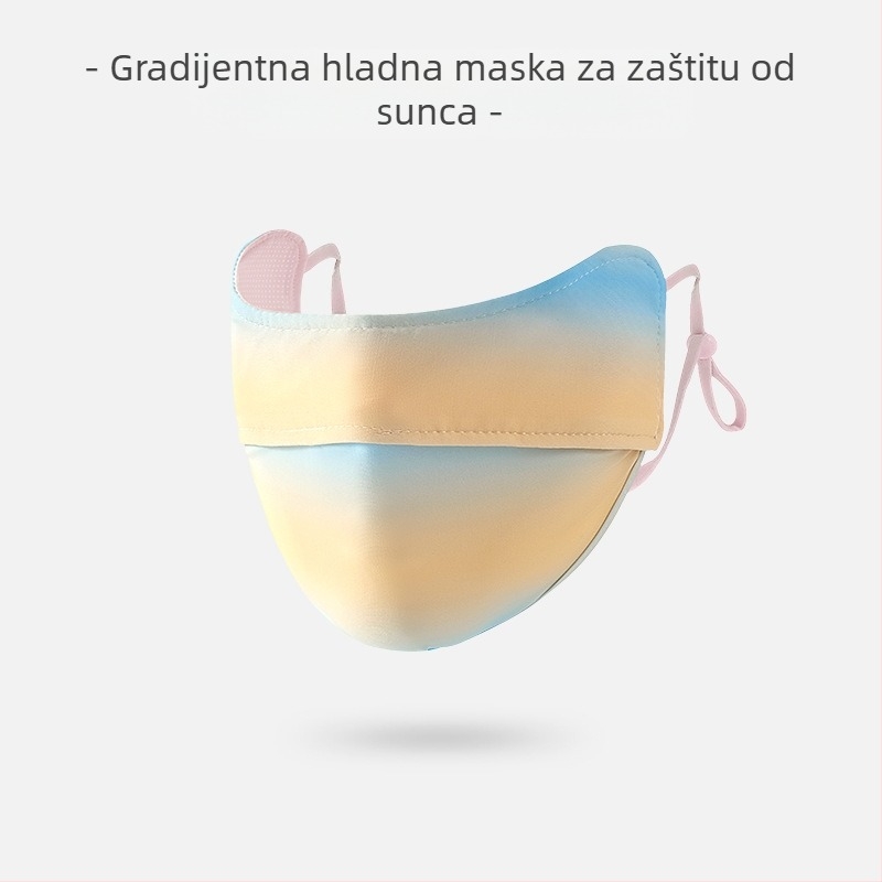 Maska za sunčanje za ženske kutke očiju, prozračna ljetna, anti-ultraljubičasta gradijentna ledeno svilena stereo maska za sunce UPF50