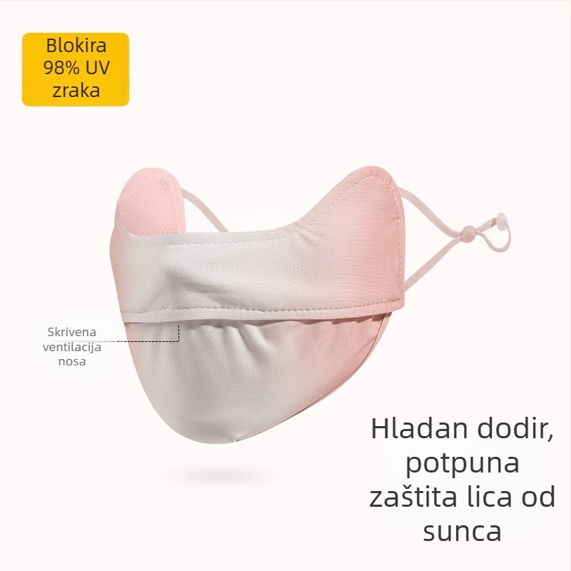 Maska za sunčanje za ženske kutke očiju, prozračna ljetna, anti-ultraljubičasta gradijentna ledeno svilena stereo maska za sunce UPF50