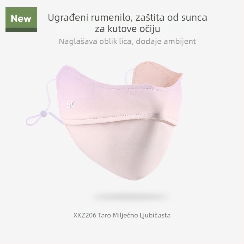 Maska za sunčanje za ženske kutke očiju, prozračna ljetna, anti-ultraljubičasta gradijentna ledeno svilena stereo maska za sunce UPF50