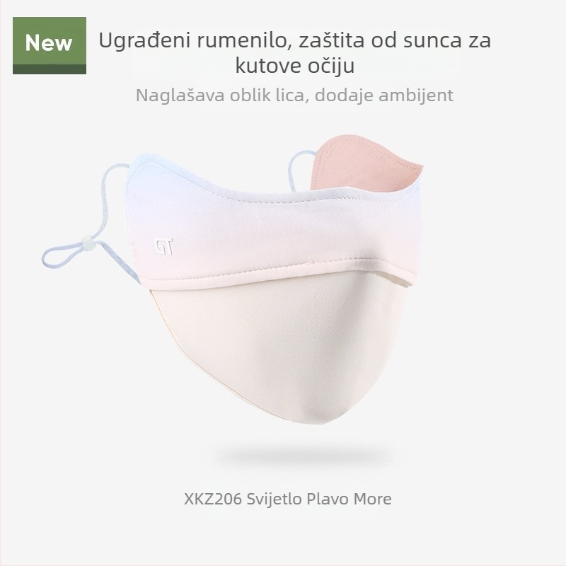 Maska za sunčanje za ženske kutke očiju, prozračna ljetna, anti-ultraljubičasta gradijentna ledeno svilena stereo maska za sunce UPF50