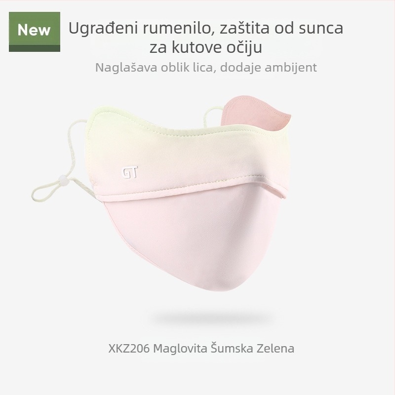 Maska za sunčanje za ženske kutke očiju, prozračna ljetna, anti-ultraljubičasta gradijentna ledeno svilena stereo maska za sunce UPF50