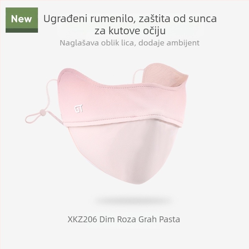 Maska za sunčanje za ženske kutke očiju, prozračna ljetna, anti-ultraljubičasta gradijentna ledeno svilena stereo maska za sunce UPF50